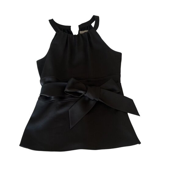 Ann Taylor Black Halter Top with Self Belt Size 2 - Picture 2 of 5